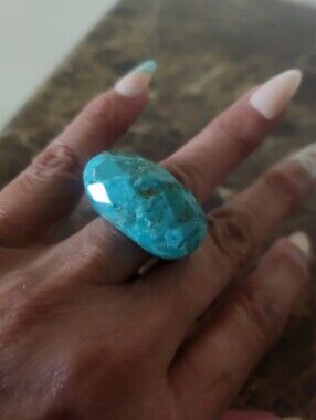 Deb Guyot Turquoise Facet  Dome Ring - Vibrant Blue Gem NWT